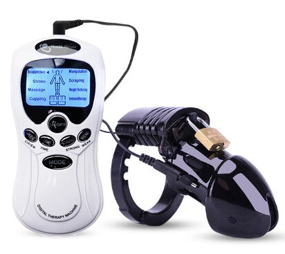 Electric Shock CB6000 Cock Cage Sex Ball Stretcher BDSM Timer Lock Chastity Belt Electro Stimulation Penis Ring SM Male Sex Tool