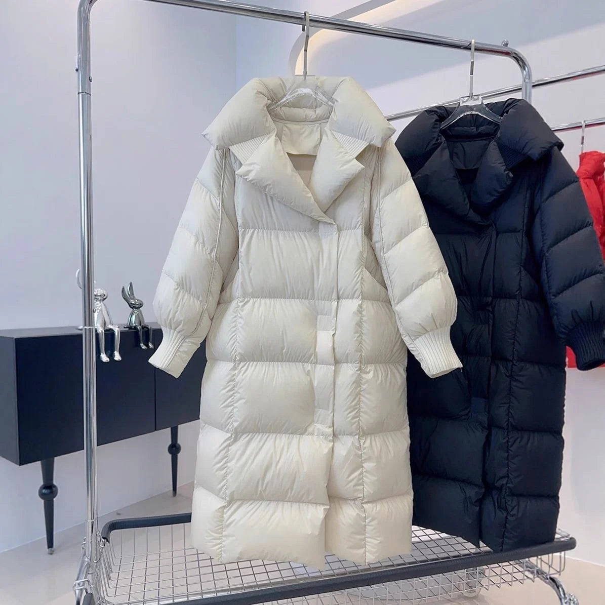 Top Quality Winter  Cotton Jacket Women's Style Over Knee Long New Style Fashion Thickened Puff Feeling Oversized Loose Windproof Coat Snow Boots Outerwear Jackets Ladies Winter Apparel Supplies