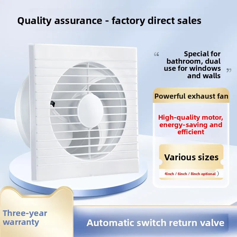8 inch Exhaust Fan, Bathroom Ventilation Fan, Wall-Mounted Bathroom, Kitchen Exhaust Fan, Powerful Round Household Silent Fan