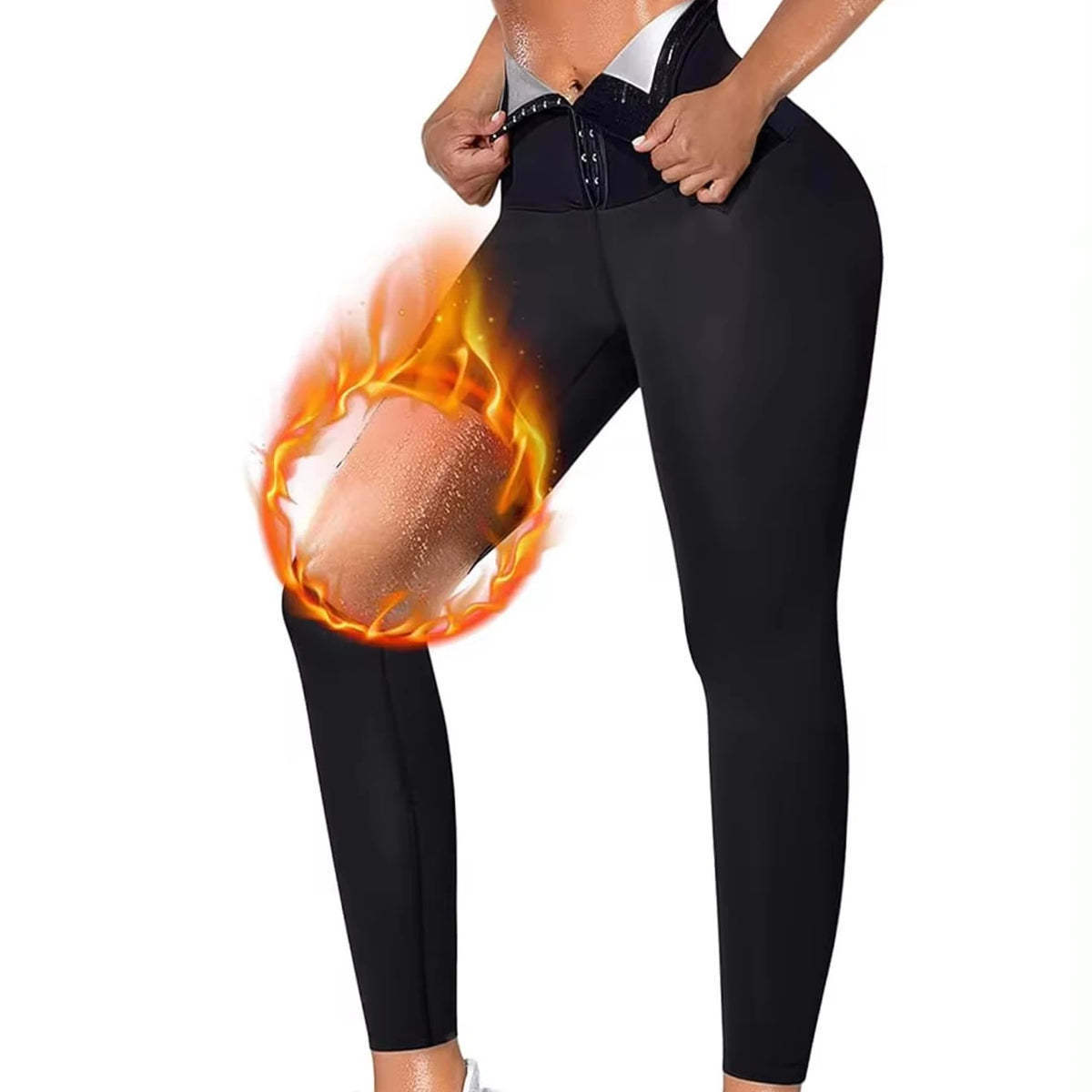 S-5XL Shorts and Long Tight Leggings Women's High Waist Compression Thermal Workout Exercise Body Shaper Tights Breasted Sweat Pants Shorts Sauna Suit for Home Use