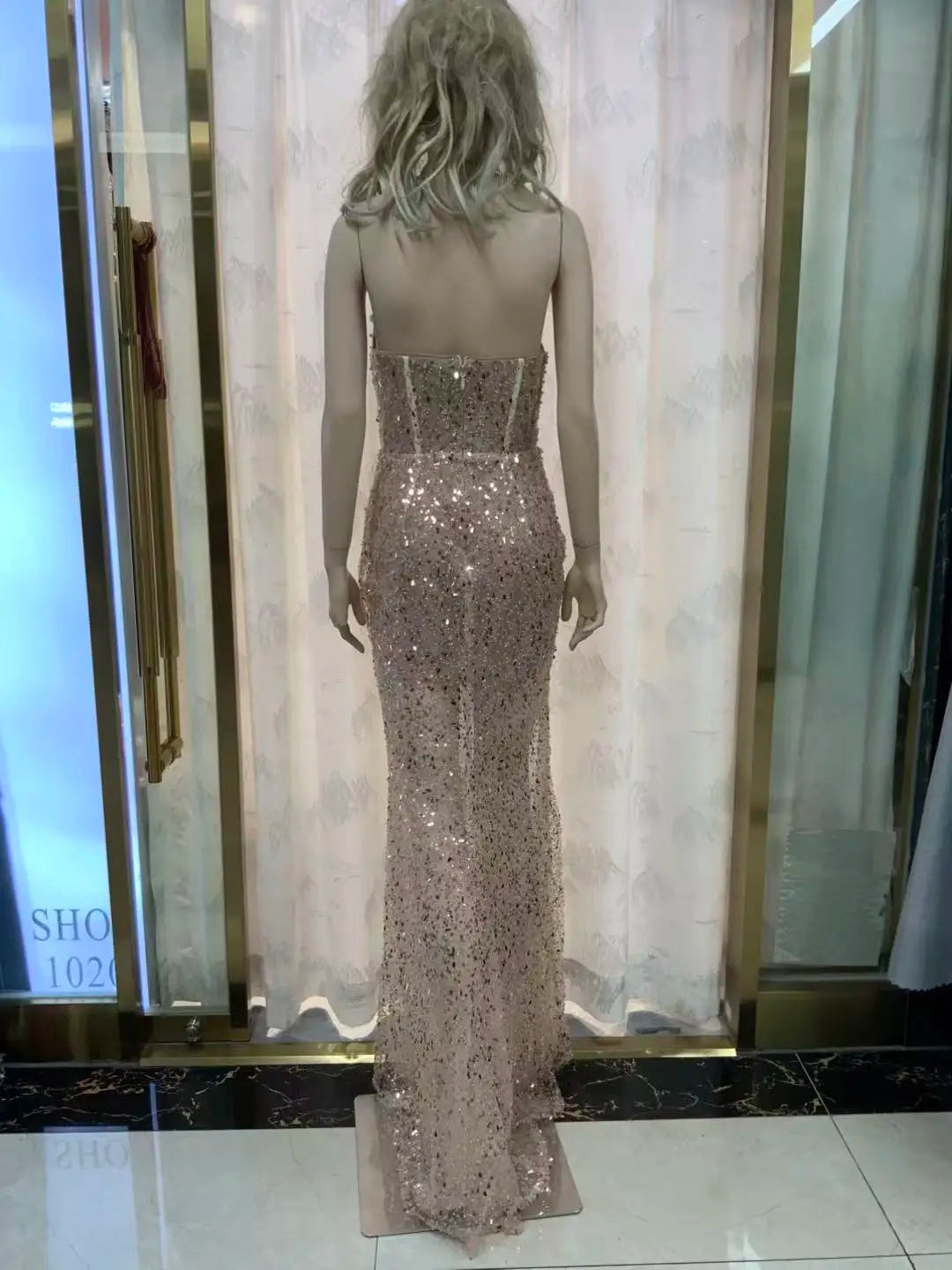Best Price TOP Luxury Crystal Hot-Studded Strap Split Floor-Length Evening Women's Sexy Clothing Pencil Slit Dress Wedding Guest Red Carpet Celebrities Formal Gown Ladies Luxury Apparel Supplies