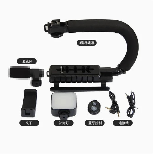 Handheld Phone Video Cage Kit Dual LED Fill Light Shotgun Wired Microphone Smartphone Rig for Vlogging Live Streaming Studio Content Creation YouTube TikTok Videos Maker Social Media Tools Set