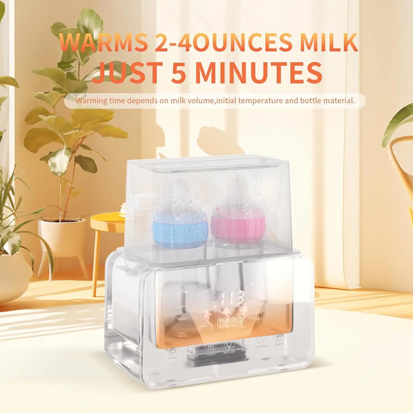 Dual Bottle Intelligent Constant Temperature Baby Milk Warmer Touch Screen 2-in-1 Milk Warmer Bottle Sterilizer Outdoor Travel Baby Care Supplies