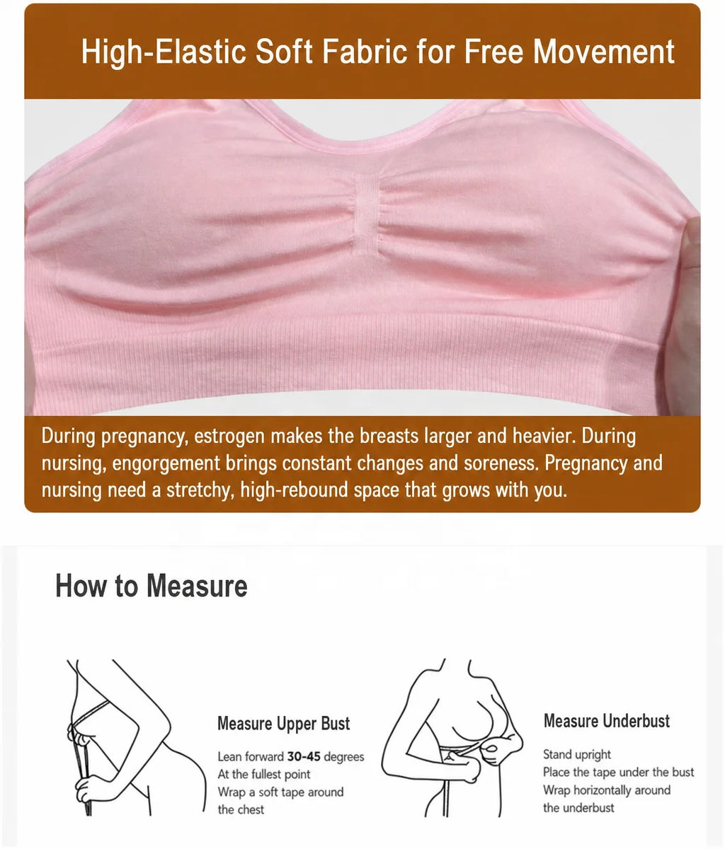 12 Colors S-4XL Plus Size  Non-Underwire Double Seamless Lactation Bra Postpartum Breast Feeding Underwear with Removable Breathable Breast Pad Women's Underwear