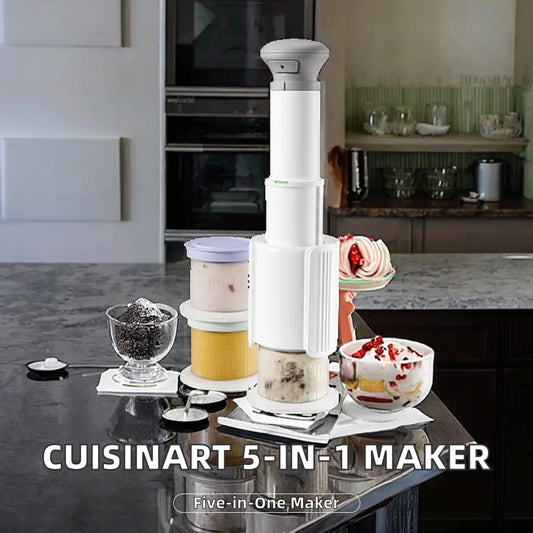 Cuisinart Fast Freeze 5-in-1 Ice Cream/Sorbet/Gelato/Shaved Ice/Mixed Frozen Desserts Professional Maker 1L Capacity 1-Year Warranty Compact Home Appliances Supplies