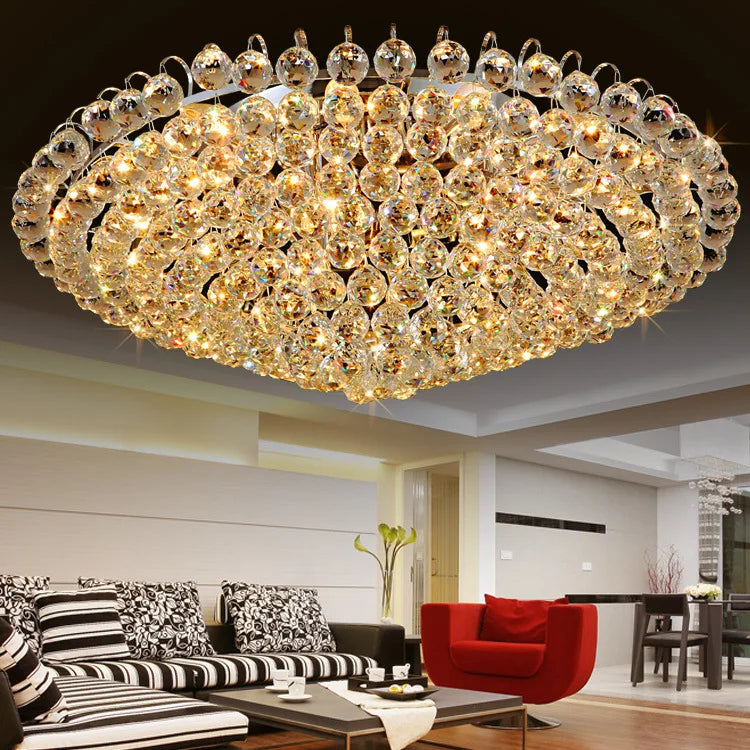 HOT SALE (Few Units Left) Villa Home Hotel Bar Lobby Italian Art Decoration European Style Circular Living Room Ceiling Light Luxurious Modern K9  Crystal Ceiling Lamp Bedroom Led Ceiling Lighting Supplies