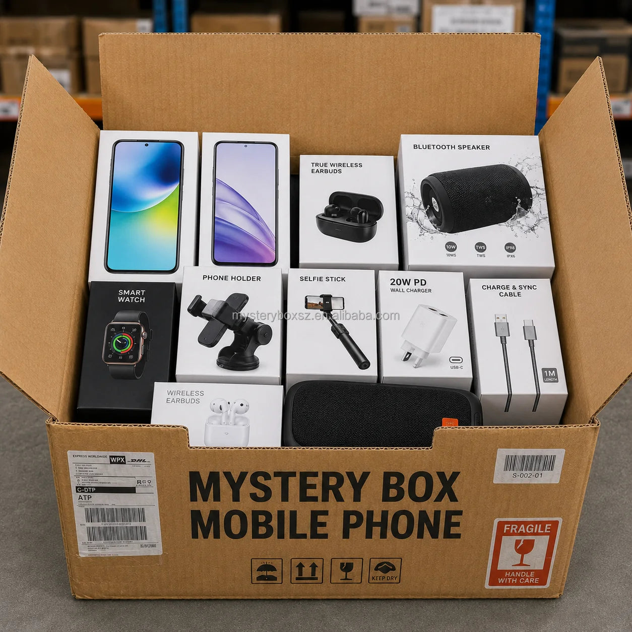 5-10 Electronic Products or Accessories Mystery Box Mobile Phone Mobile Electronics Box Tablet Portable Projector Smart Watch for New Sellers and Gamers Gifts Electronic Supplies
