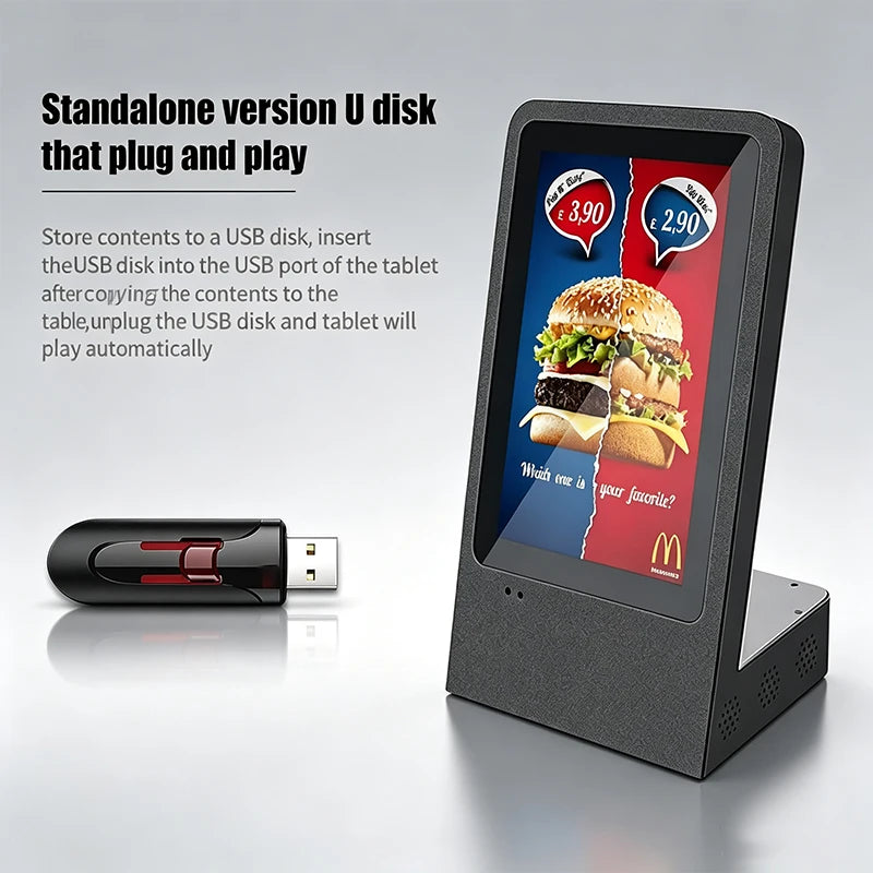 10.1inch Wi-Fi Android 11 OS Desktop Digital Signage Stand Menu Touch Screen Restaurant Payment Mall Food Kiosk Menu Display Business Shop Advertising Screen
