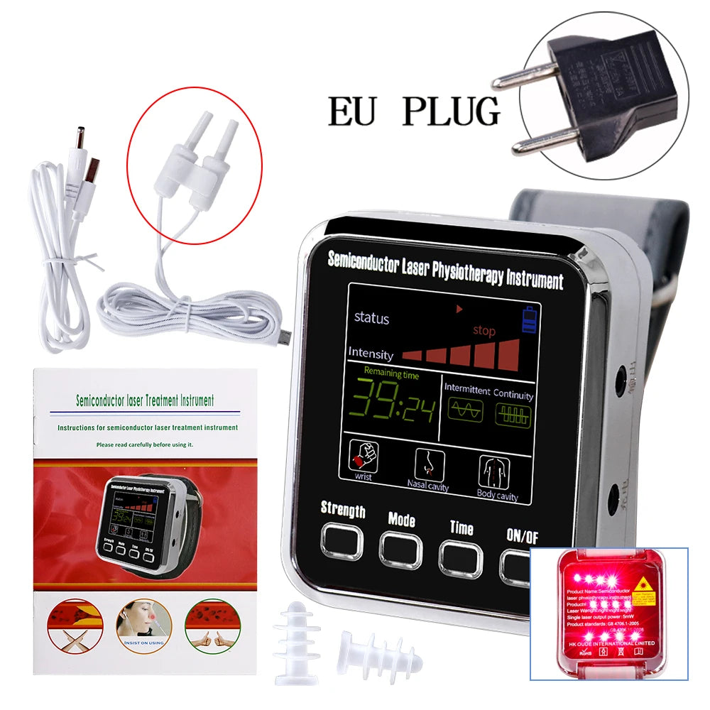 NEW Arrivals Laser Physiotherapy Wrist Diode LLLT For Diabetes Hypertension Rhinitis Multi-Functions Treatment 12 Laser Diabetic Watch Laser Sinusitis Therapy Watch Medical Health Care Supplies