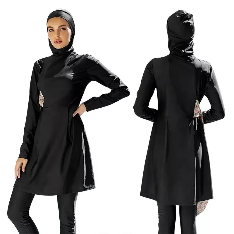 3 PCS Set S-XL Islamic Arabic Modest Long Sleeve Swimwear Beach Fully Surrounded and Stitched Burkini Conservative Ladies Beachwear Swimsuit Muslims Summer Bathing Apparel Sets Clothing Supplies