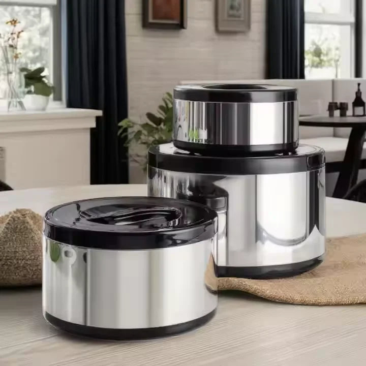 3 PCS Set Green/White/Black Colorful 304 Stainless Steel Fresh-Keeping Pot 2/4/8L Large Capacity Handle Insulated Bucket Double Food Containers Lunch Box Picnic Outdoor Camping Kitchenware Supplies Cooking Tools Set