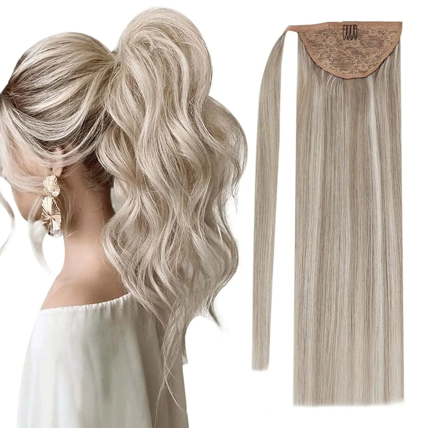 NEW  Ponytail Natural Human Hair 14-22" Highlight Ponytail Extensions 100% Real Human Ponytail Hair Extensions 80g/Set For Women