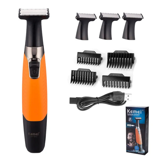 Full Set Original Kemei 1910 Rechargeable Electric Shaver Beard Shaver Electric Razor Body Trimmer Men Shaving Machine Hair Trimmer Face Care Full Body Epilator