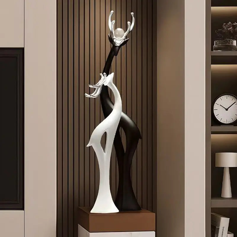 NEW Villa Home 67x45.5CM Entryway Art Decor Sculpture Entrance Hall Stands Tall to Attract Wealth and Good Fortune the Deer Ornament Exudes a Sense of Luxury Sculpture Home Decoration Supplies