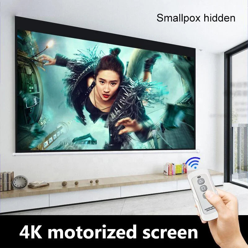 NEW Arrivals  120 Inch 16:9 Motorized Screen RF Remote Control Electric Matte White Projection Screen Business Meeting Home Theater Indoor Outdoor Projection Screen