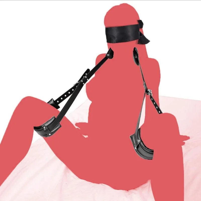 Black/Red Color Set BDSM Bondage Restraints Sex BDSM Kit Adult Sex Eye Mask Thigh Restraint Sling Legs Binding Puttee Leather Suit Sex Toys Accessories Adults Sex Games Supplies
