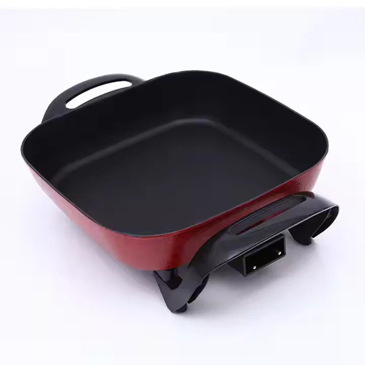 Portable Korean Style Square 5L Electric Smart Cooker Healthy Kitchen Non-Stick Pot Ware Electric Caldron for Dormitory Outdoor Camping Barbeque Home Appliances Cooking Tools