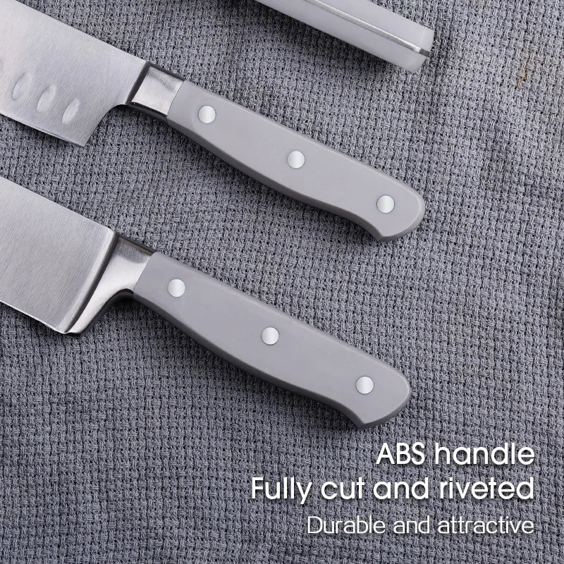 Stellar New 13 PCS Set Kitchen Knife Set Stainless Steel Blade & ABS Handle, Chef Knife, Steak Knife and Sande Knife Home Tableware Accessories Cooking Tools Set