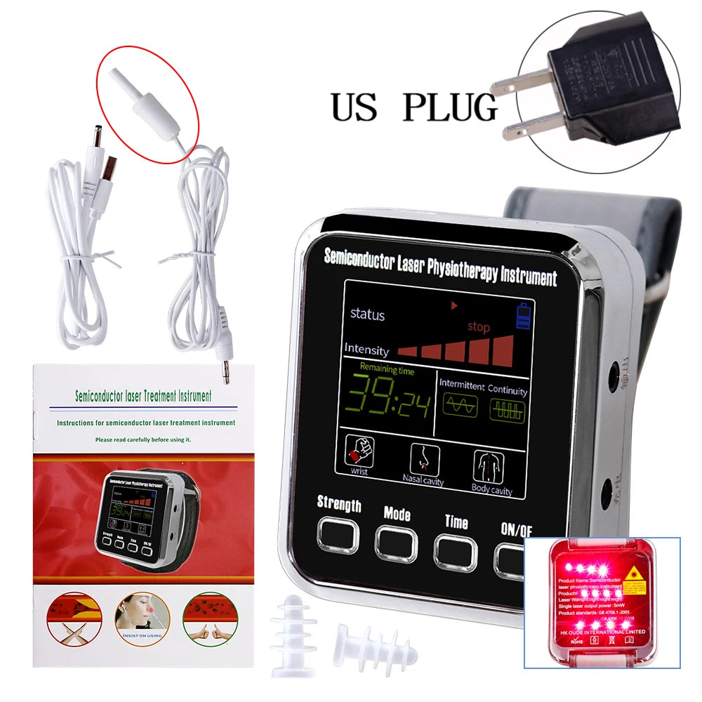 NEW Arrivals Laser Physiotherapy Wrist Diode LLLT For Diabetes Hypertension Rhinitis Multi-Functions Treatment 12 Laser Diabetic Watch Laser Sinusitis Therapy Watch Medical Health Care Supplies