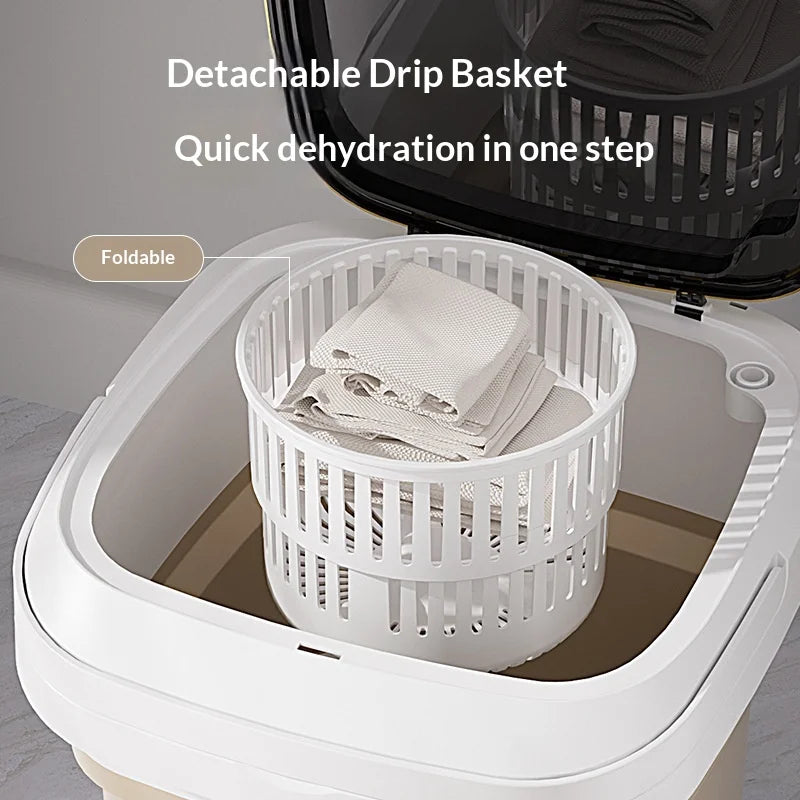 Home &  Outdoor Travel Holidays Camping  13L Fully Automatic Electric Foldable Plastic Mini Washing Machine Portable Household Appliances Clothes Cleaning Accessories