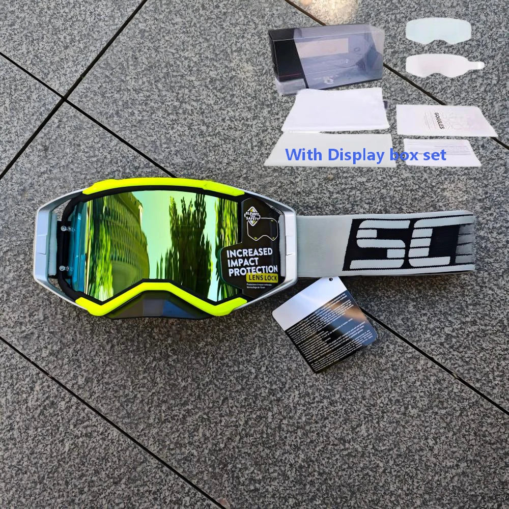 NEW American Motocross Motorcycle Top Quality Professional Goggles Halley Riding Eyewear Windproof Sports Glasses with Display Box Set