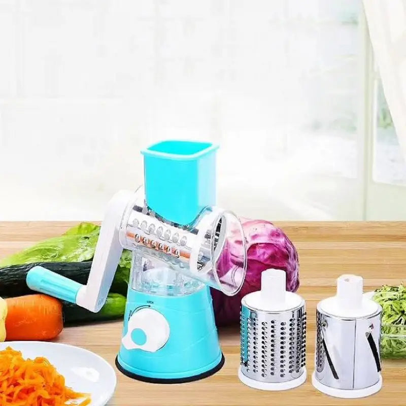 3 Colors Rotate Vegetable Cutter Salad Maker Portable Chopper Grater Vegetable Chopper Manual Steel Kitchen Slicer Food Chopper Vegetable Cutter Cooking Accessories Kitchenware Supplies