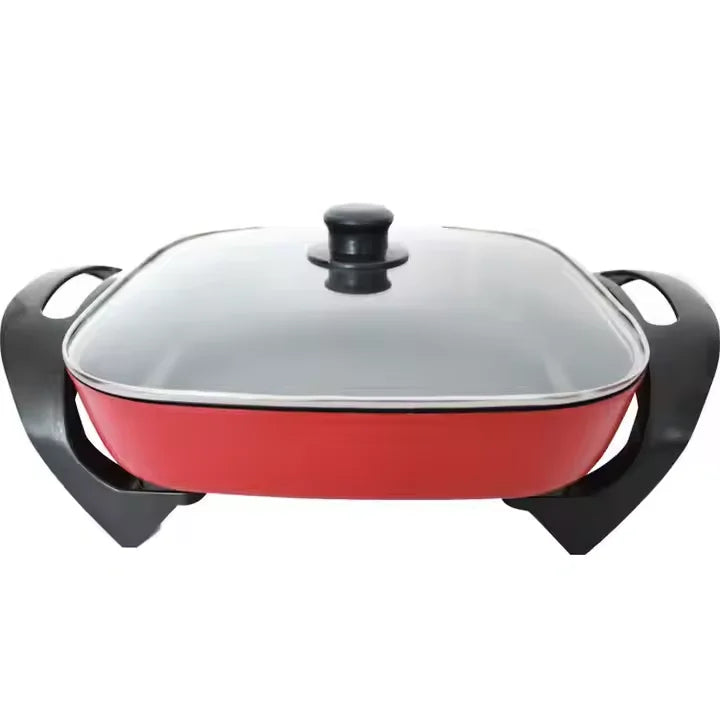 Portable Korean Style Square 5L Electric Smart Cooker Healthy Kitchen Non-Stick Pot Ware Electric Caldron for Dormitory Outdoor Camping Barbeque Home Appliances Cooking Tools