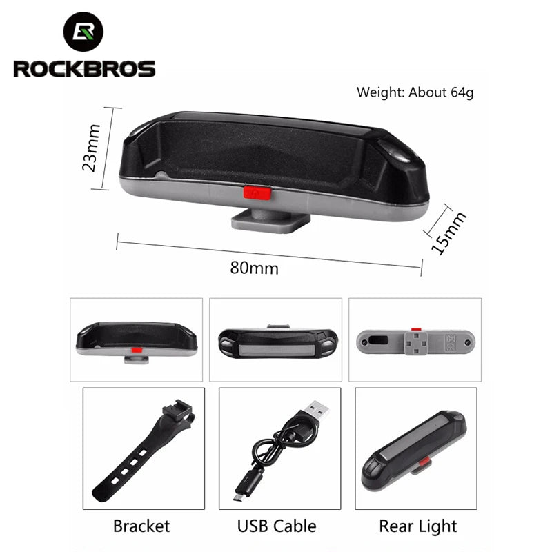 Bike Rear Light 200-800mAh Bicycle Tail Light USB Rechargeable Led Flash Cycling Light Mountain Road Seat Post Taillight Bicycle Lighting Parts Accessories