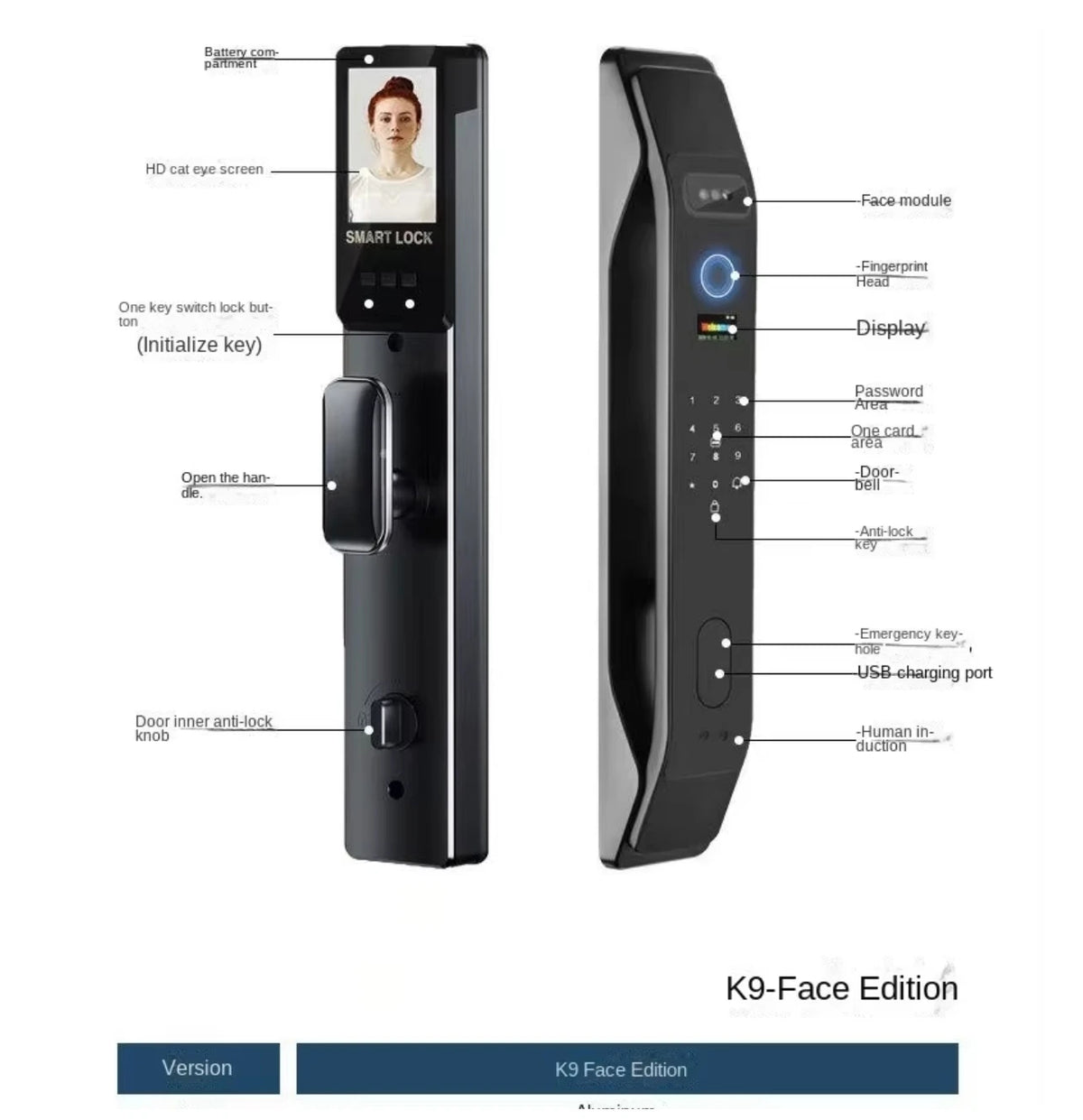BEST PRICE Villa Home Business Office TUYA APP Brass Door Lock Intelligent Digital Fingerprint Face Recognition Security Electronic Smart Lock with Cloud Storage Wi-Fi Security Accessories Safety Supplies