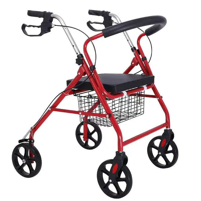 HOT SALE Rehabilitation Disabled Paralyzed Elderly People Equipment Lightweight Standing Walker Rollator With Seat Brakes and Basket Mobility Zimmer Frame Accessories for Outdoor Activities Hiking Shopping Health Care Tools
