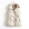 Black/Beige Color Winter Warm Windbreaker Sleeveless Vest Women Fashion Waistcoat Casual Winter Sleeveless Jacket Female Coat Women Winter Apparel Accessories