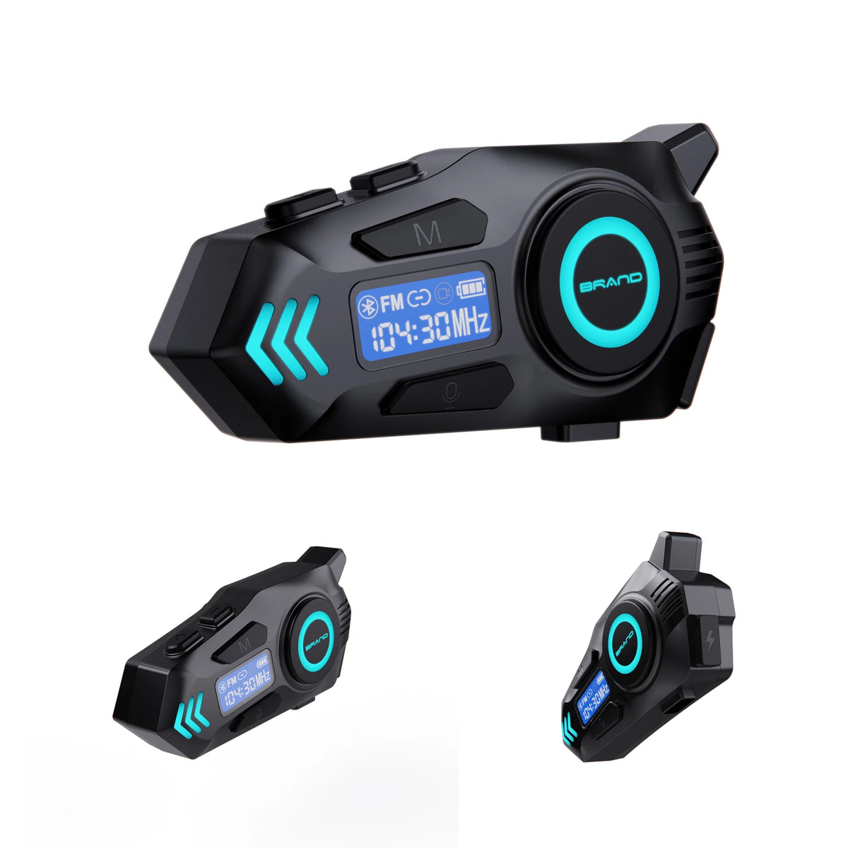 Motorcycle Helmet Headset Speaker Display Screen FM Radio Intercom Function (500M) Voice Assistant RGB Ambient Light, K09