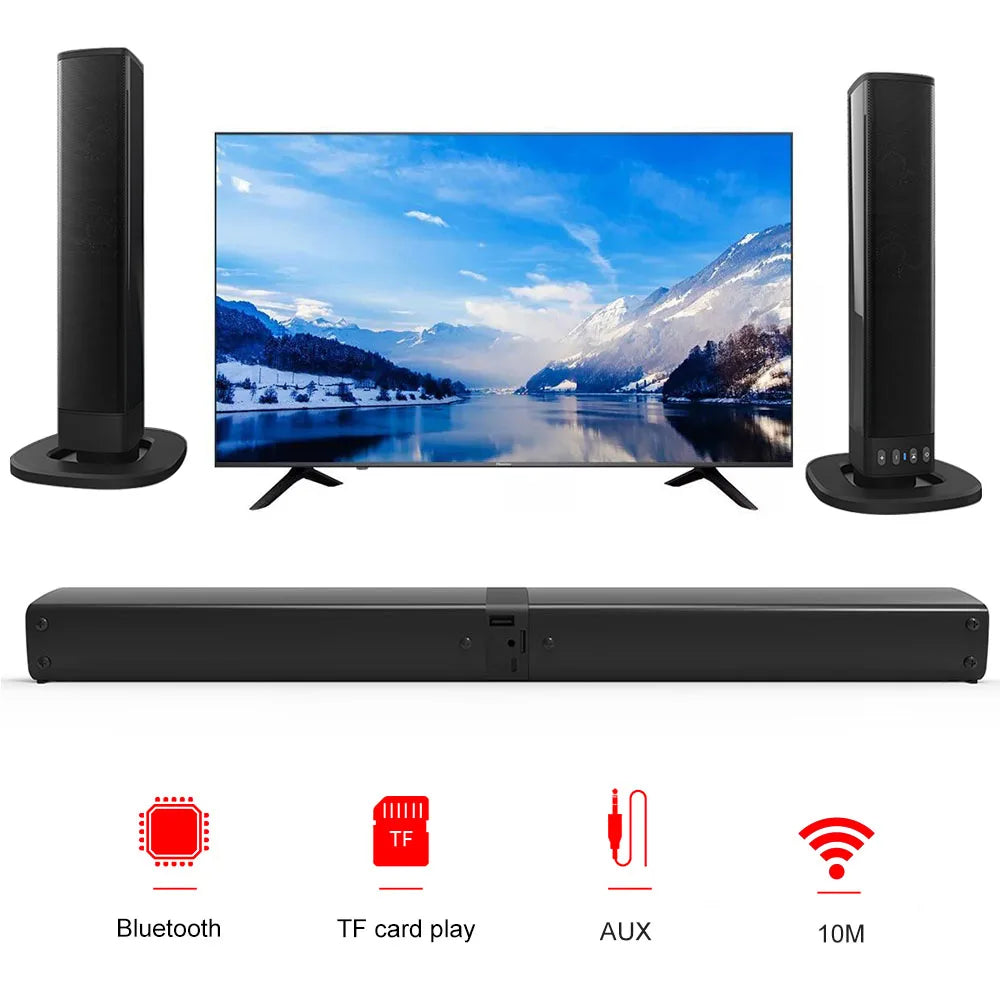 Home Theater Indoor Outdoor BS36 Bluetooth Speaker for Smart TV, Wired Wireless Surround Stereo, 2 in 1 Detachable Soundbar for TV Projector Evening Night Karaoke Party Sound System