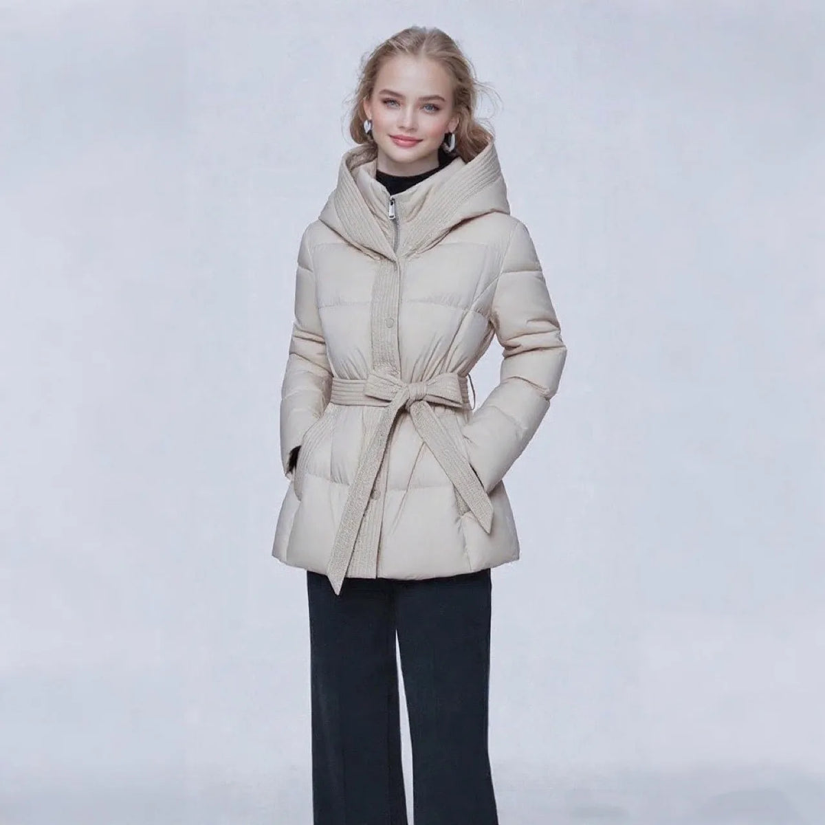 BEST PRICE S-2XL 4 Colors Women Slimming Short Cotton Jacket Women's Thick Winter Coat with Hood Distring Waist Slim Snow Boots Outerwear for Ladies