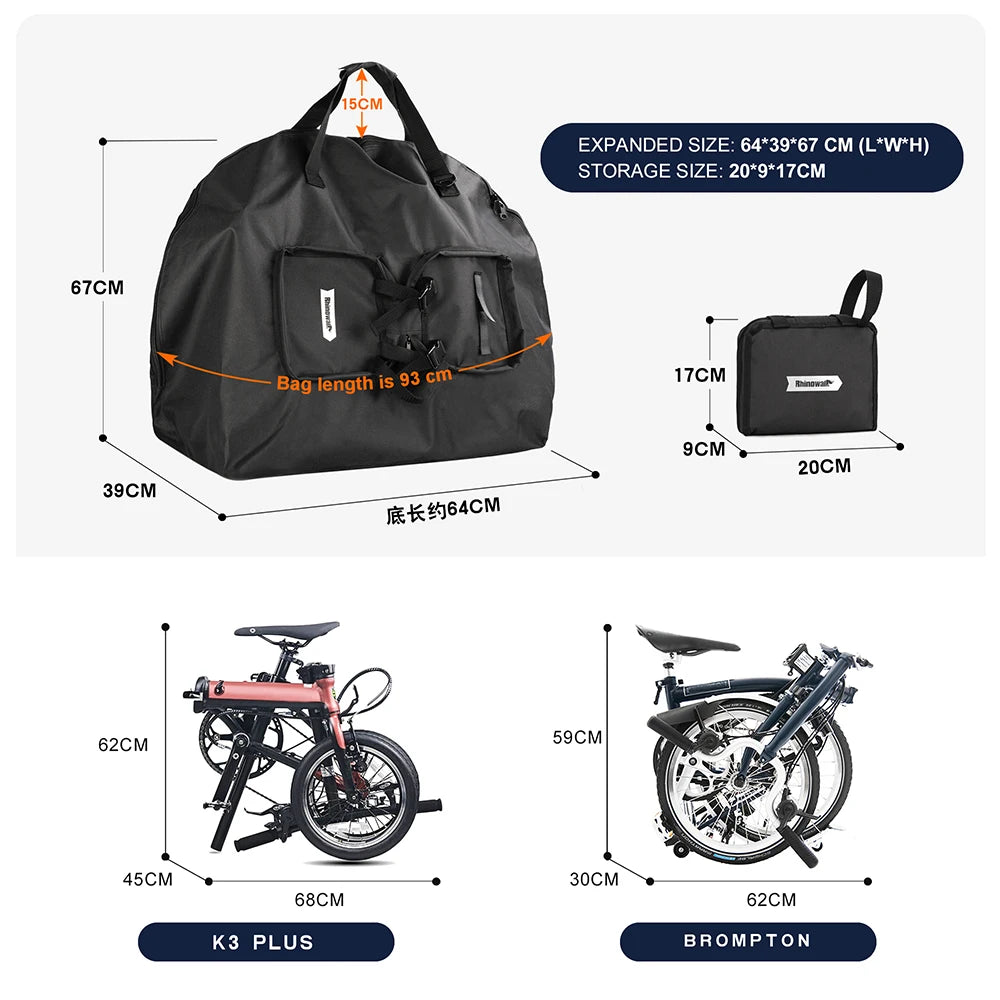 Folding Bike Carry Bag 14-20 Inch For Brompton 3Sixty Foldable Bike Storage Bag Portable Fold Bicycle Carrying Bag