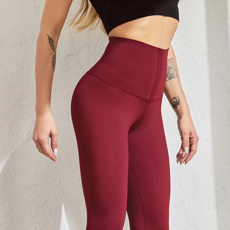 8 Colors S-2XL Women's Waist Trainer Tight Leggings High Waist Yoga Pants Gym Leggings Adjustable Tummy Control Slimming Fat Burning Body Shapewear Yoga Pants