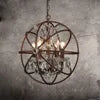 NEW Arrivals American Style Art Decoration Rural Crystal Chandelier Villa Retro Round Crystal Pendant Lamp Bar Counter Restaurant Living Room Crystal Hanging Lights 3 Years Warranty