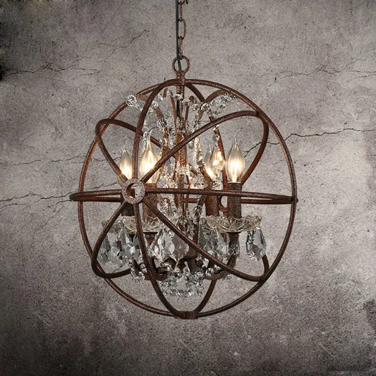 NEW Arrivals American Style Art Decoration Rural Crystal Chandelier Villa Retro Round Crystal Pendant Lamp Bar Counter Restaurant Living Room Crystal Hanging Lights 3 Years Warranty