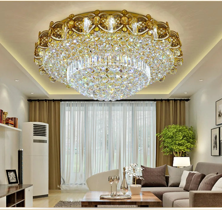 HOT SALE Villa Home Living Room Italian Modern Round Luxury K9 Crystal Ceiling Chandelier Light Villa Living Room Crystal Ceiling Light Art Decoration Home Lighting Supplies