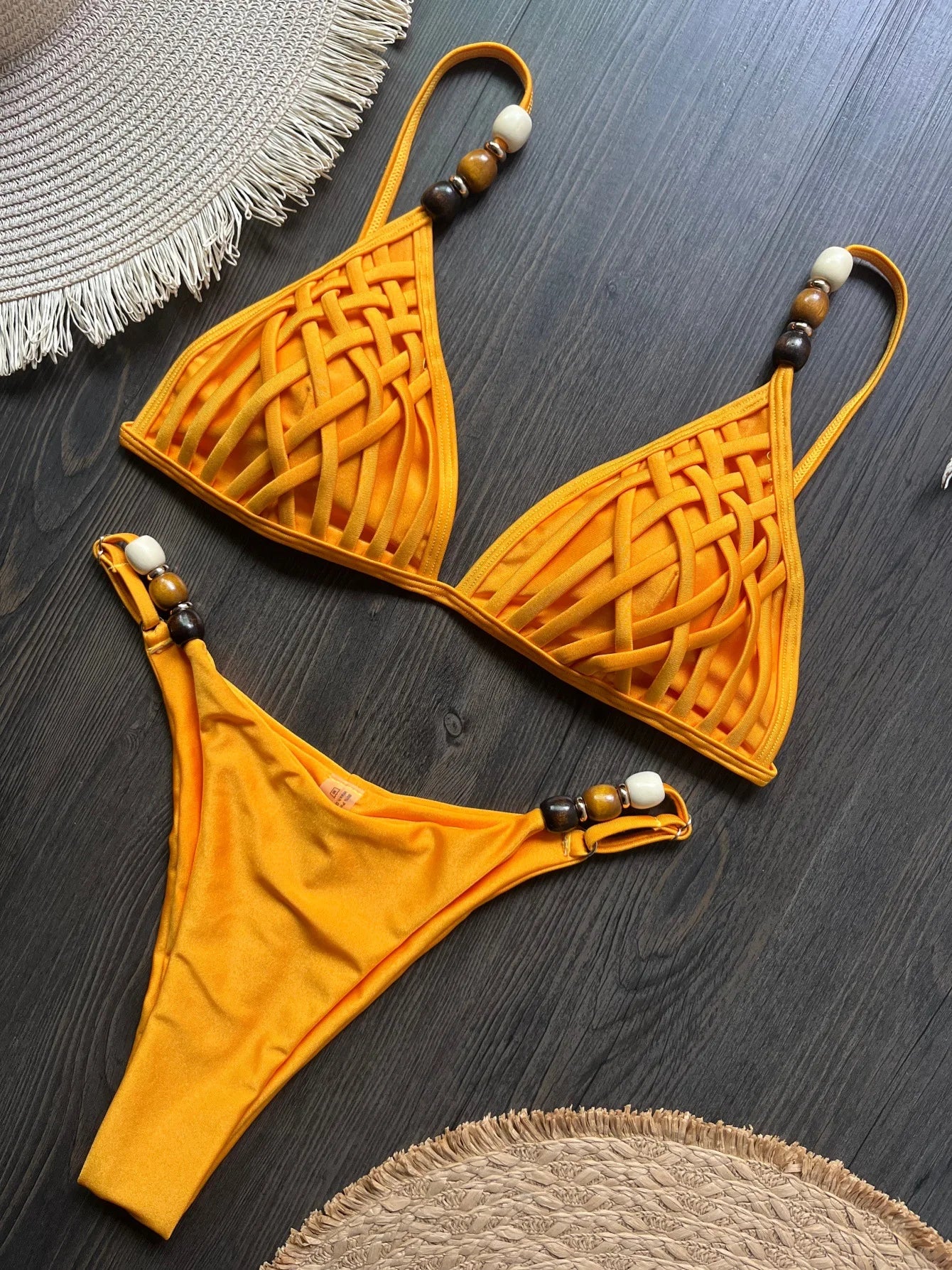 NEW Arrivals 10 Colors Sexy Shinny Triangle Top Double Lined Fabric Swimwear Women Beads Brazilian Bikini Swimsuit S-L Ladies Beachwear Swimming Pool Summer Bathing Apparel Sets Clothing Supplies