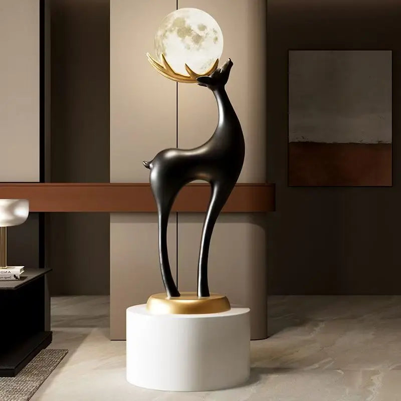 NEW Villa Home Art Decor Sculpture 78X26CM Fortune-Bearing Deer Large Statue Next to the Living Room Luxury High-End Sofa TV Stand and Floor Atmosphere Lamp Gift Home Decorations Lighting Supplies