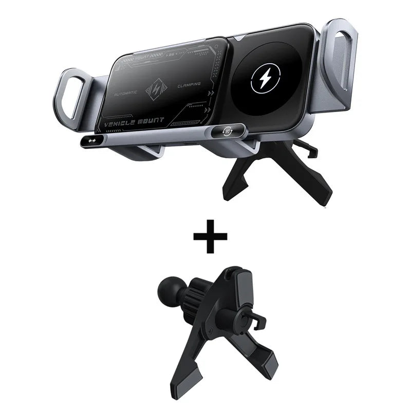 Car Vent Wireless Charger Mount, Fast Charging Phone Holder, Auto Rotating Stand for Phones, Supports Up to 15W Fast Charging