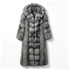 S-5XL Plus Size 4 Colors Premium Ladies Winter Luxury Hooded Artificial Fox Fur Coat Long Thick Warm Fluffy Fur Overcoat Women's Fashion Winter Outerwear Windproof Jacket Faux Fur Coats