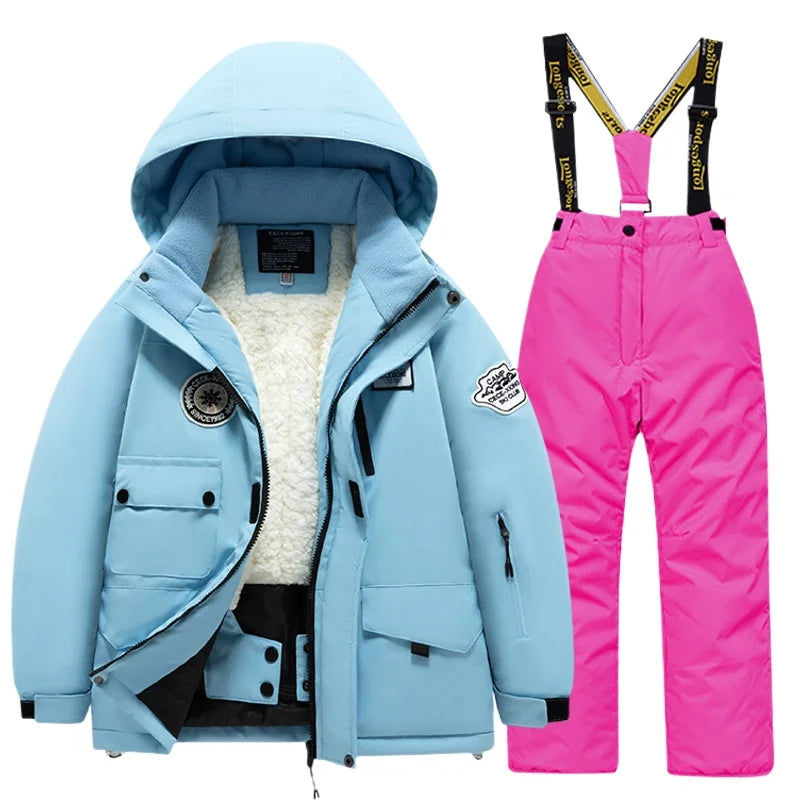 BEST PRICE 2 PCS Set Children's Girls Boys Top Quality Waterproof Ski Jacket + Pants Kids Snowboard Suit Snow Wear Ski Clothes for Kids Ski Suit Ski Clothing