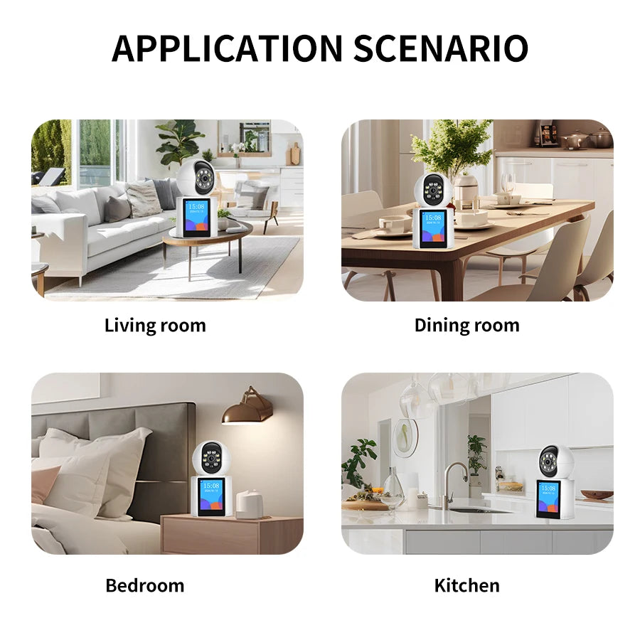NEW Arrivals 2MP Wi-Fi PTZ Screen Baby Elderly Monitor Wireless ICSEE Emergency Button Call AI Detection Night Vision Security Camera Newborn Remote Control Monitoring Smart Cloud Home Security Supplies