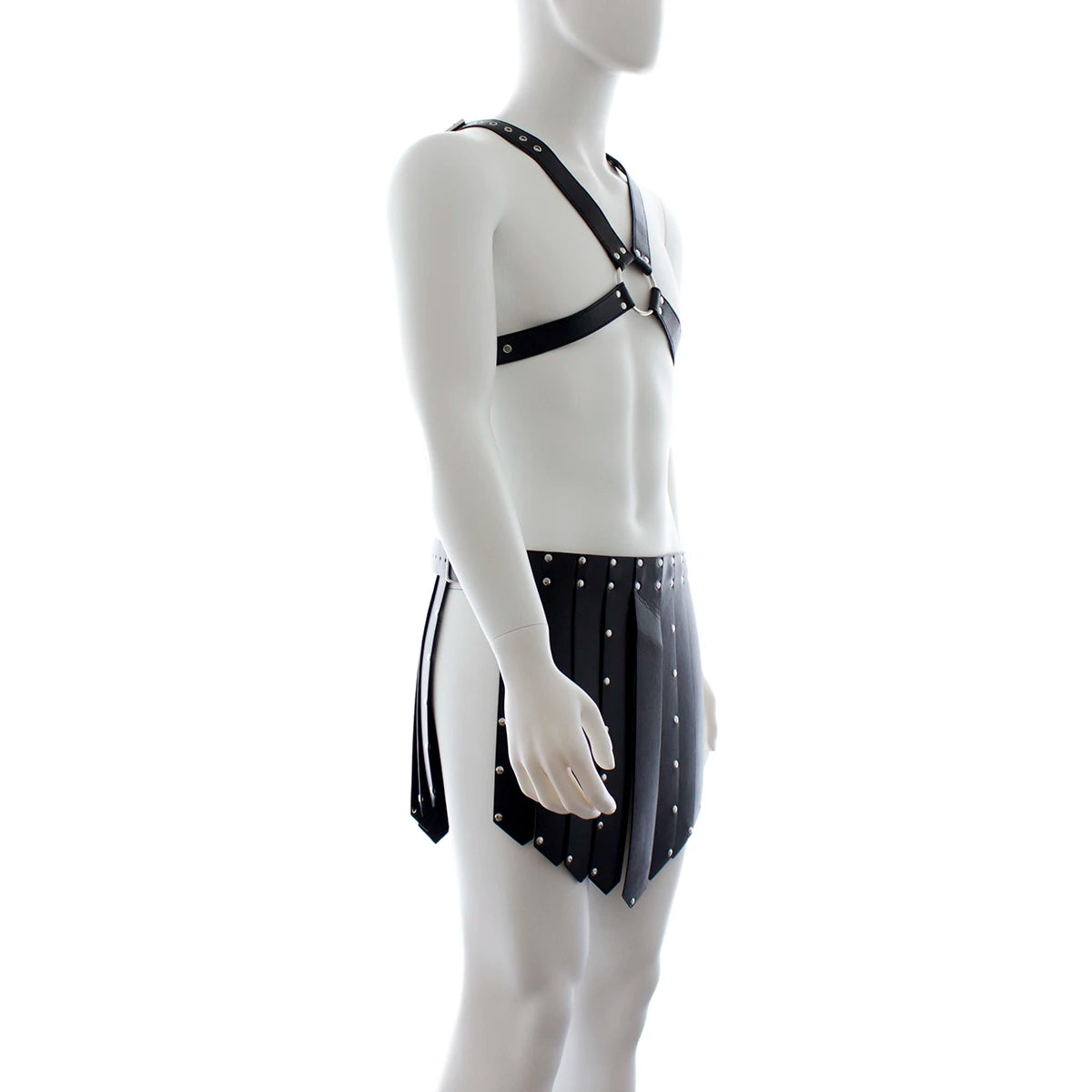 Fetish Men Gay PU Leather Body Sex Harness Gothic Punk Adjustable Rave Costumes Indian Straw Skirt For BDSM Bondage Clubwear