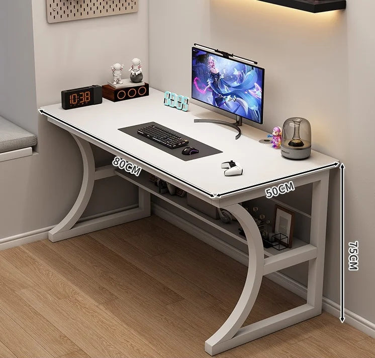 NEW Modern Design Gaming Desk for Home Use with Storage Shelf, Simple Computer Office Desk for Bedroom Study and Writing Home Office Furniture Supplies