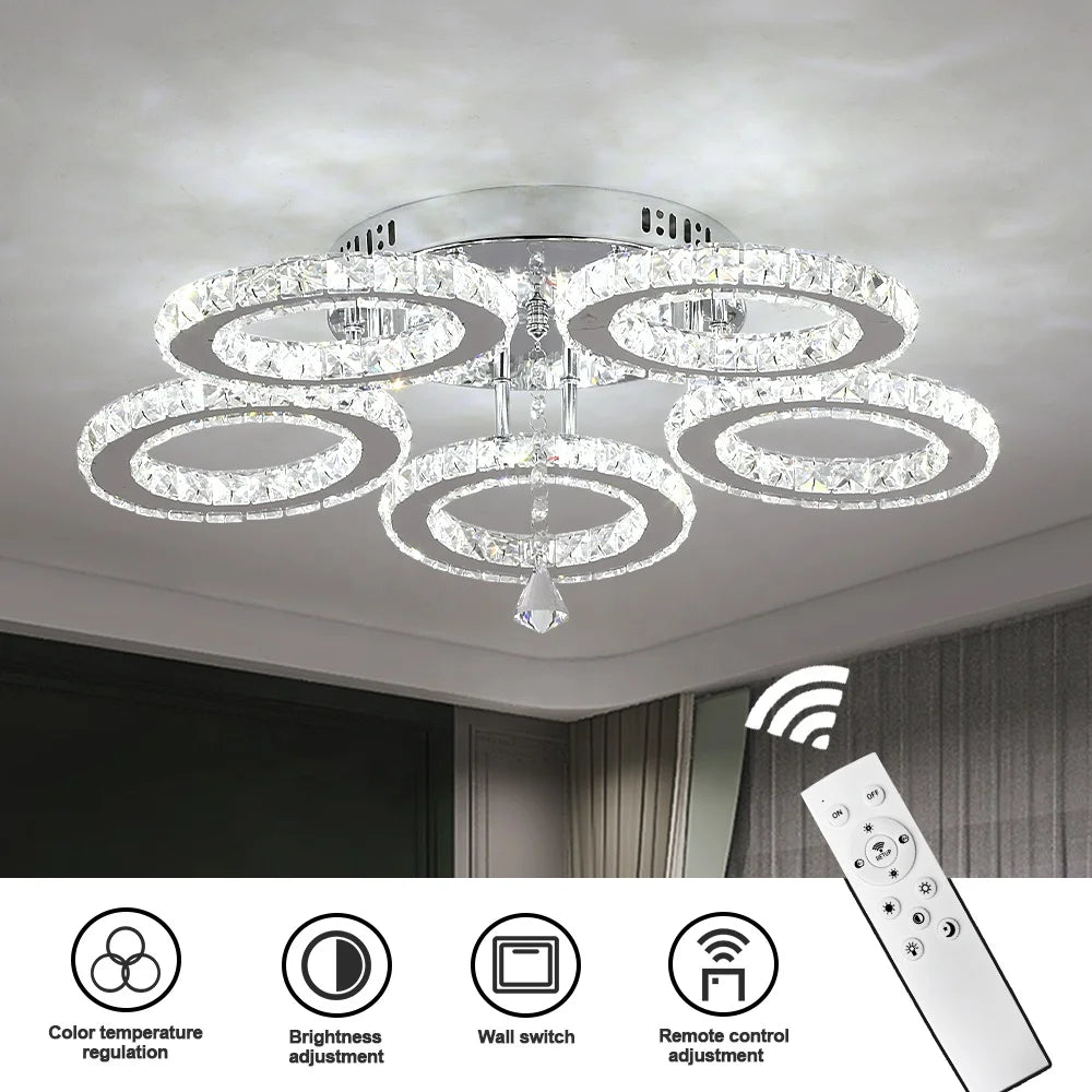 NEW Arrivals Home Living Room 3000K-6000K Color Changeable Crystal Lamp APP Remote Control Led Smart Ceiling Light