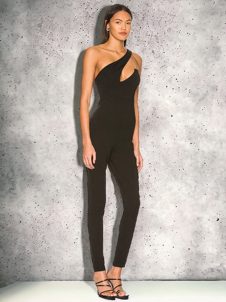 Women's Diamonds Bandage Jumpsuit Sexy Elegant Cut Out Sleeveless Long Jumpsuits Summer Pencil Pants Evening Party Outfit