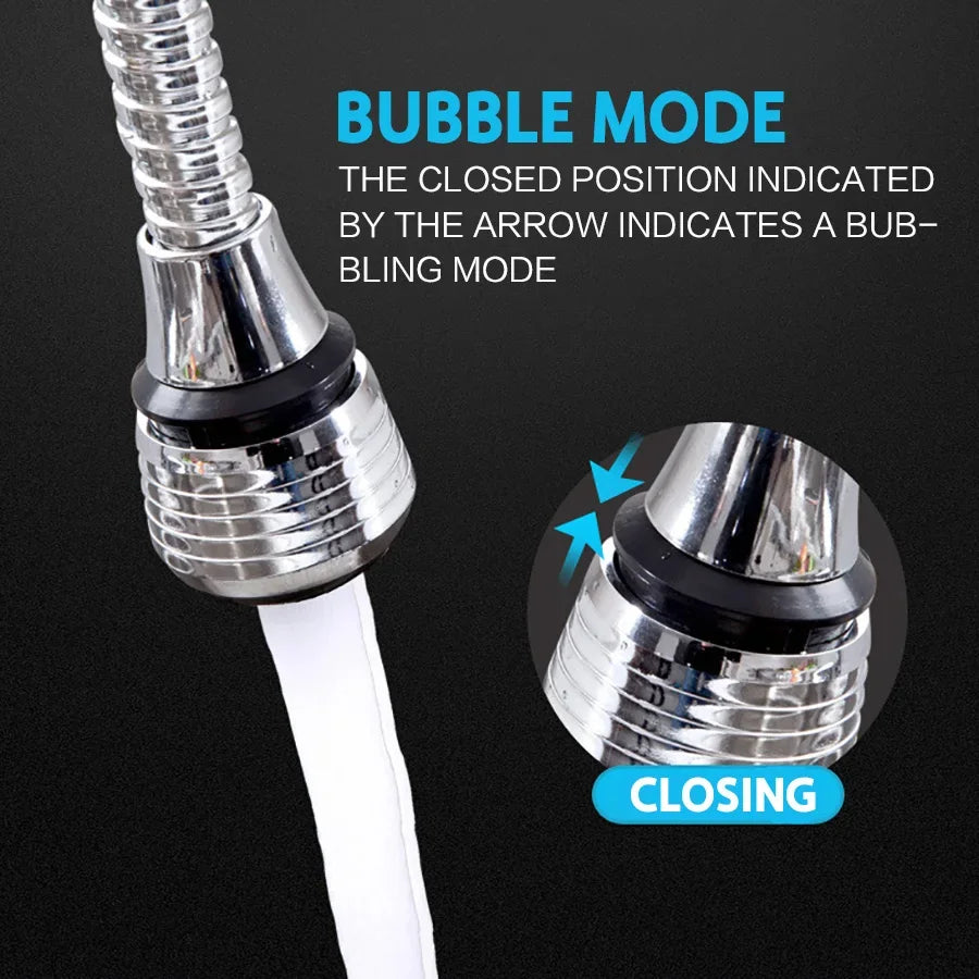 Kitchen Bathroom Stainless Steel Faucet Sprinkler Water-Saving Device Lengthening Rotating Splash Proof Sprinkler Spray Extender Bubbler